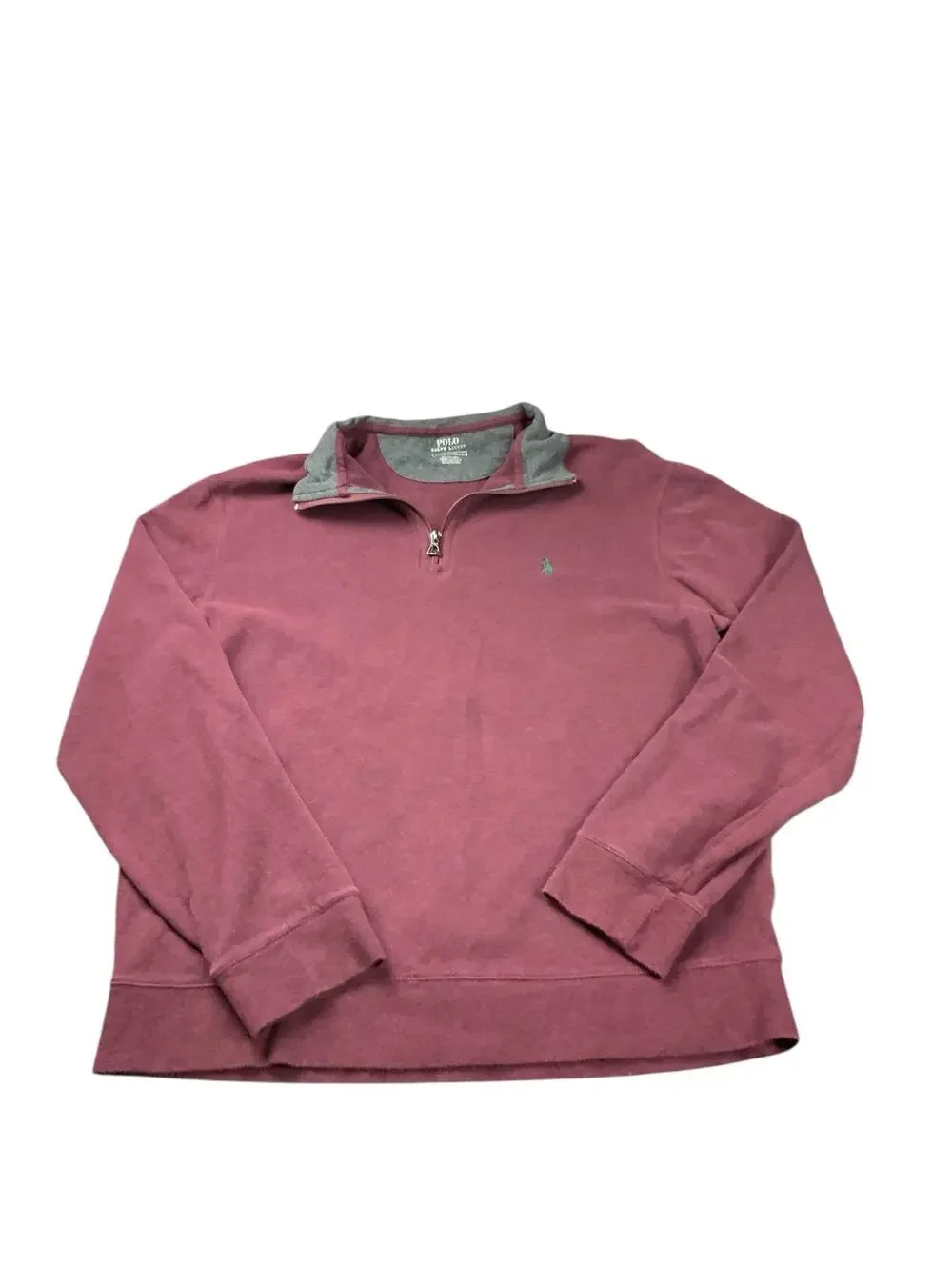Polo Ralph Lauren M Burgundy Heather Gray Collar Quarter Zip Pullover Preppy